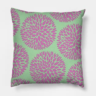 Lake Green & Pink Dahlia Pattern Pillow