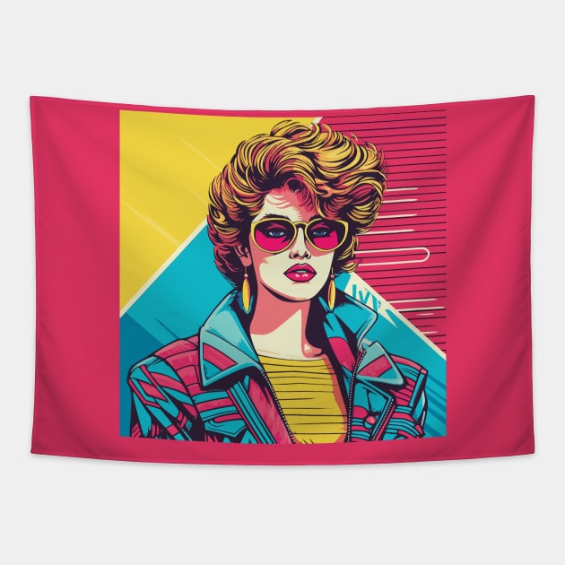 The Adventures of Lady Spectrum: An 80s Heroine Tapestry by Rafael Pando