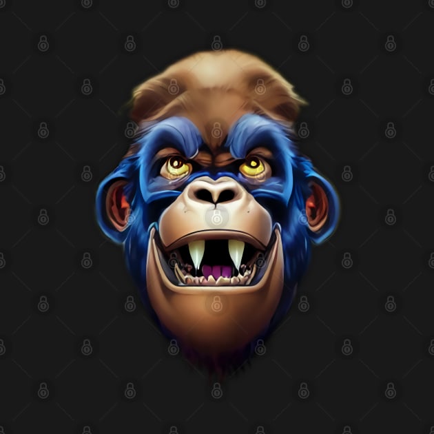 Evil Monkey Blue Face by PNPTees