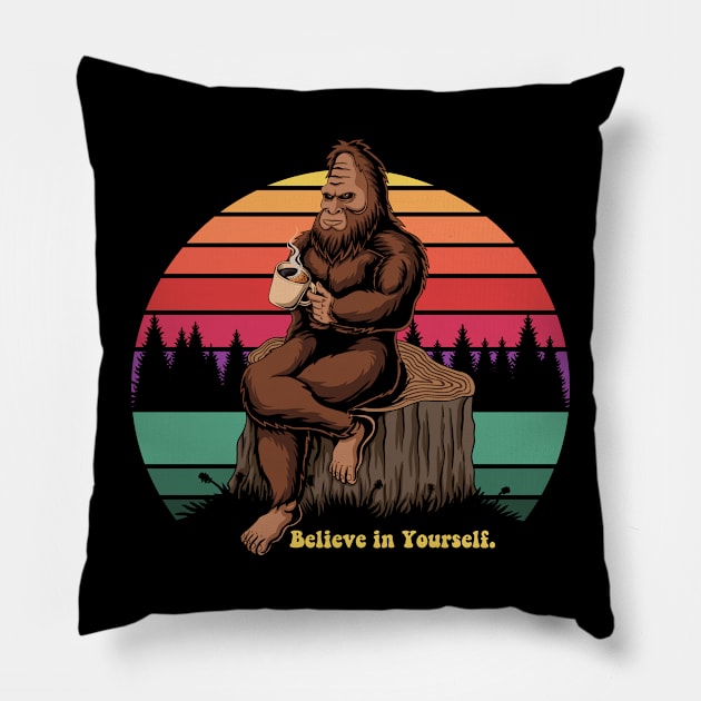 Believe in Yourself Sasquatch Pillow by Lacey Barber Creative