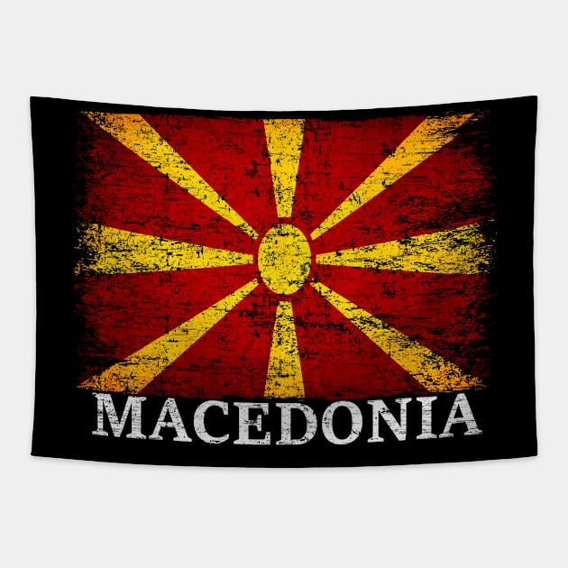 Macedonia Flag Gift Women Men Children Macedonia Vintage Tapestry by Henry jonh