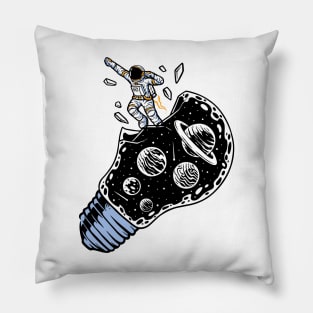 astronaut flying out bulb Pillow