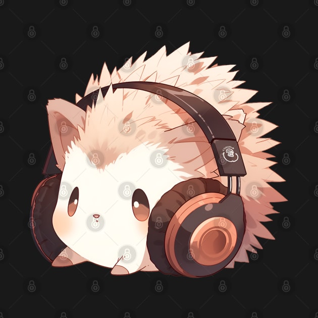 Cute hedgehog with headphones by Onceer