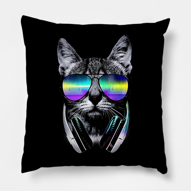 Music lover cat Pillow by clingcling