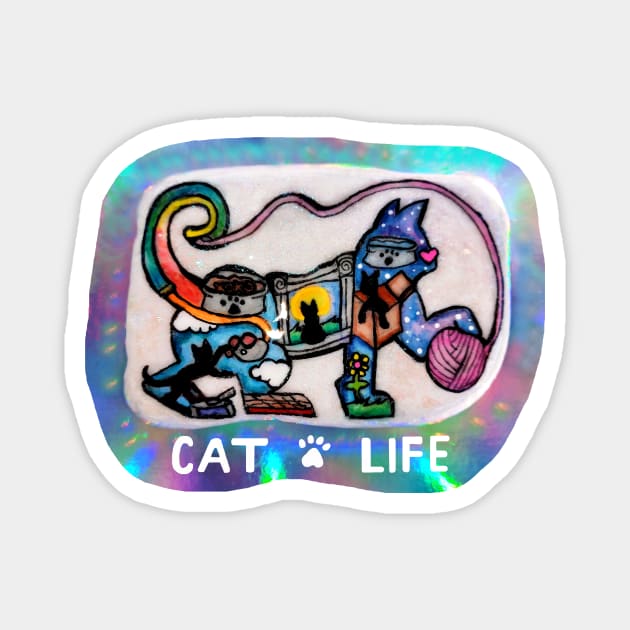 Playful Cat Life Silhouette Magnet by Art by Deborah Camp