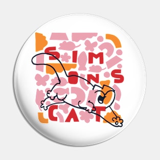 Simon's Cat Geo White & Pink Pin