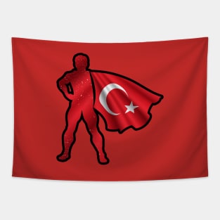 Turkish Hero Wearing Cape of Turkey Flag Brave and Hope Tapestry