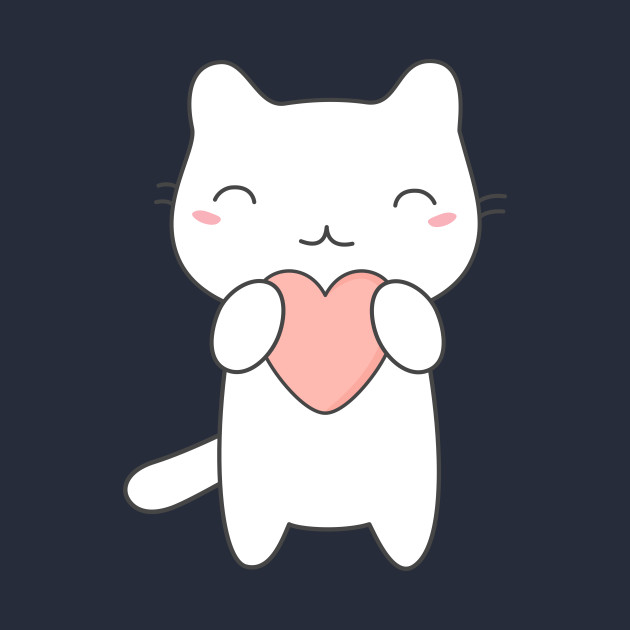 Kawaii Cute Cat With Heart T-Shirt - Cute Cats - T-Shirt | TeePublic