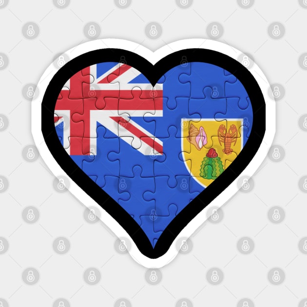 Turks And Caicos Jigsaw Puzzle Heart Design - Gift for Turks And Caicos With Turks And Caicos Roots Magnet by Country Flags