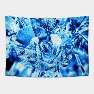 Blue Frozen Ice Rose Tapestry