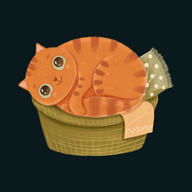 Cute cat in a basket by Cute & Cozy