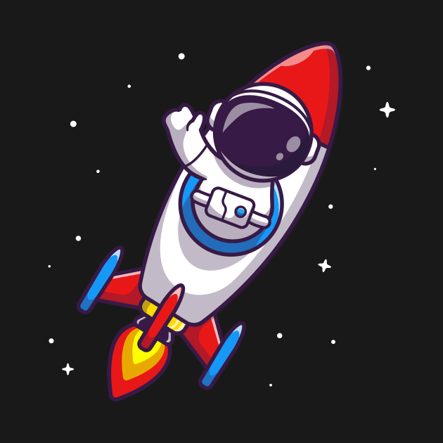 Astronaut Riding Rocket Cartoon by Catalyst Labs