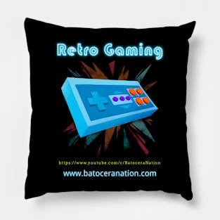 Retro Gamer Logo 23b by Batocera Nation Pillow