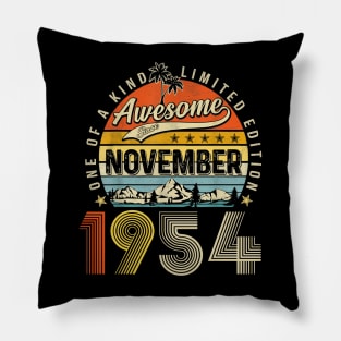 Awesome Since November 1954 Vintage 69th Birthday Pillow