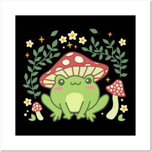 Cottagecore Mushroom Frog Cute Aest Posters and Art Prints for Sale