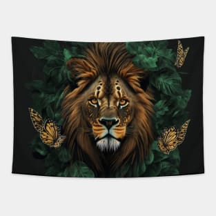 Lion in the Jungle Tapestry