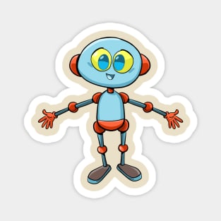 blue robot with outstretched arms of welcome Magnet