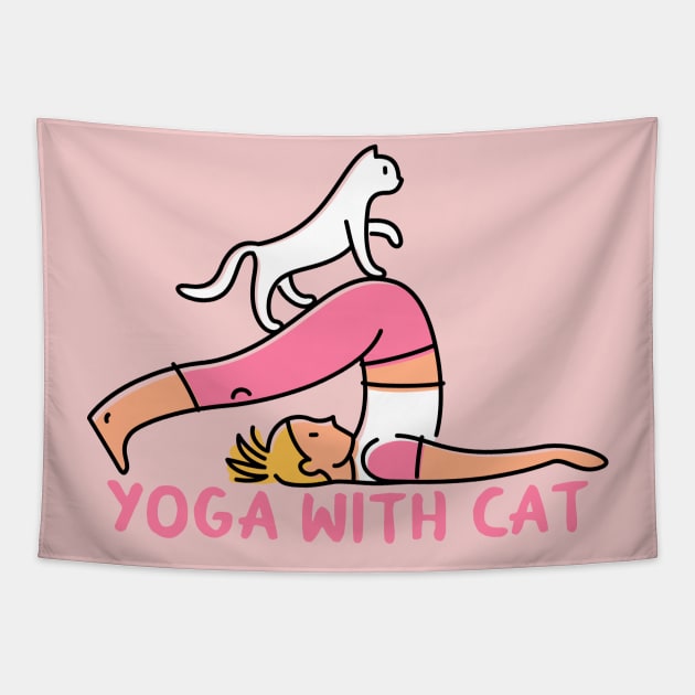 Cat yoga - Morning yoga with cat Tapestry by ak3shay