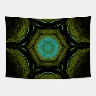 Teal and Forest Green Kaleidoscope Pattern Tapestry