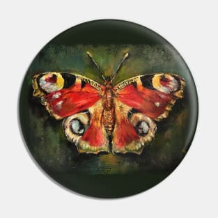 Red butterfly, oil painting on canvas. Pin