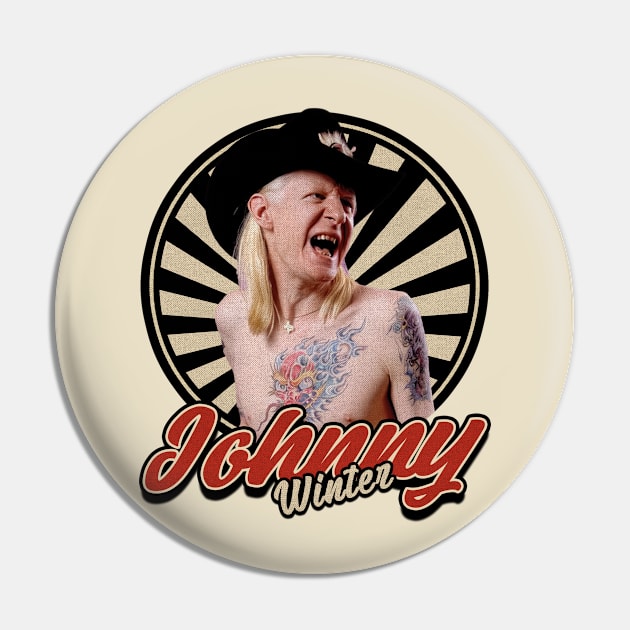 Vintage 80s Johnny Winter Pin by Motor Ilang