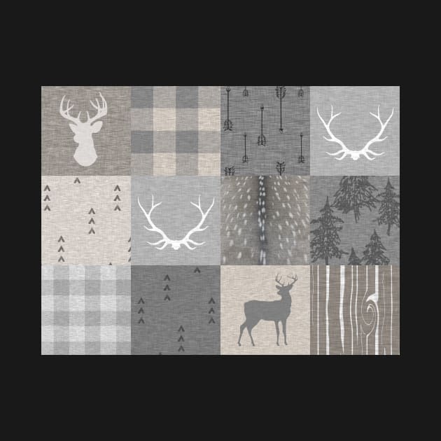 Rustic Woodland Patchwork - grey and beige by SugarPineDesign