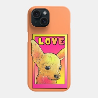 chihuahua love! pink and yellow pop art poster style Phone Case