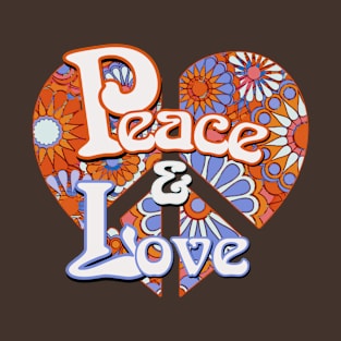 Retro Peace and Love Vintage Heart T-Shirt