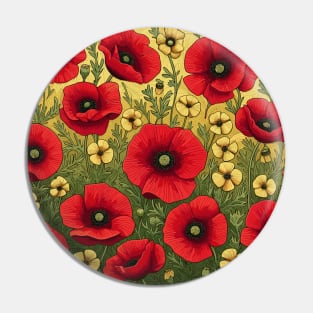 Red Poppy Flower Pin