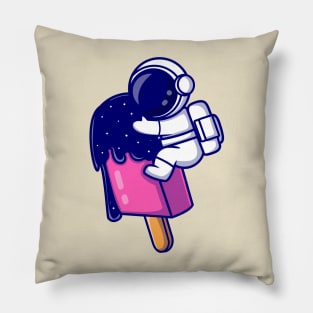 Cute Astronaut With Ice Cream Popsicle Space Cartoon Pillow