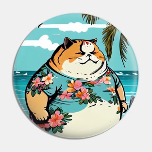 Fat Cat in Beach Pin