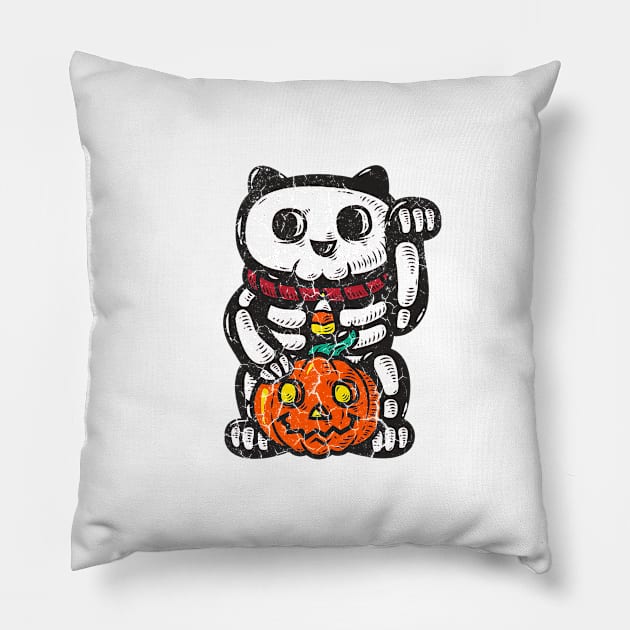 HALLOWEEN BONE CAT Pillow by Rhasani Tong Go