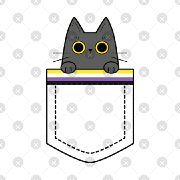 Nonbinary cat in a pocket by Kaktus Tees