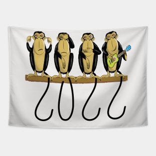 2022 year of the monkey, see no evil, hear no evil, speak no evil Tapestry