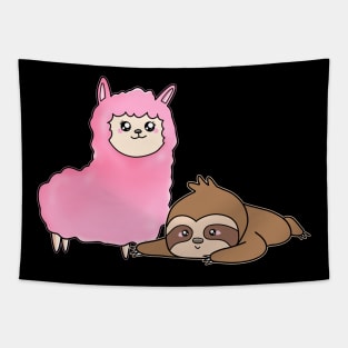 Cute Alpaca And Sloth Tapestry