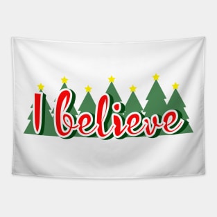 I Believe, Christmas, Holidays, Trees, Word Art Tapestry