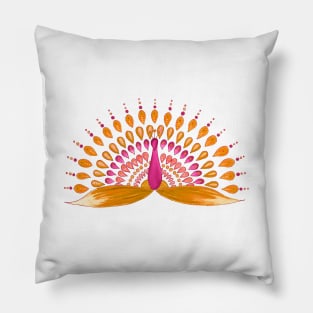 Orange mandala peacock Pillow