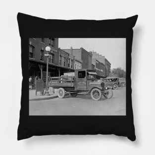 Poultry Delivery Truck, 1926. Vintage Photo Pillow