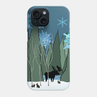 Wildlife in the Silent Snowy Forest Phone Case