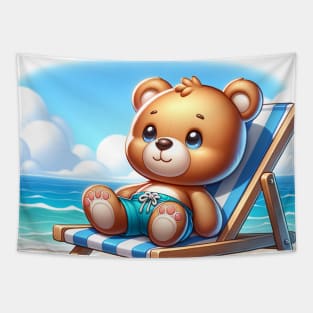 Teddy at the Beach Tapestry