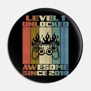 Level 1 Unlocked Birthday 1 Year1 Old Awesome Since 2019 Pin