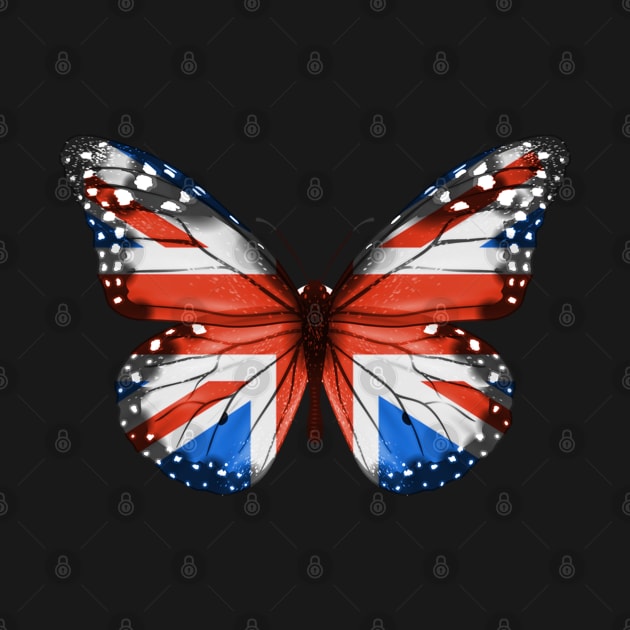 British Flag  Butterfly - Gift for British From Great Britain by Country Flags