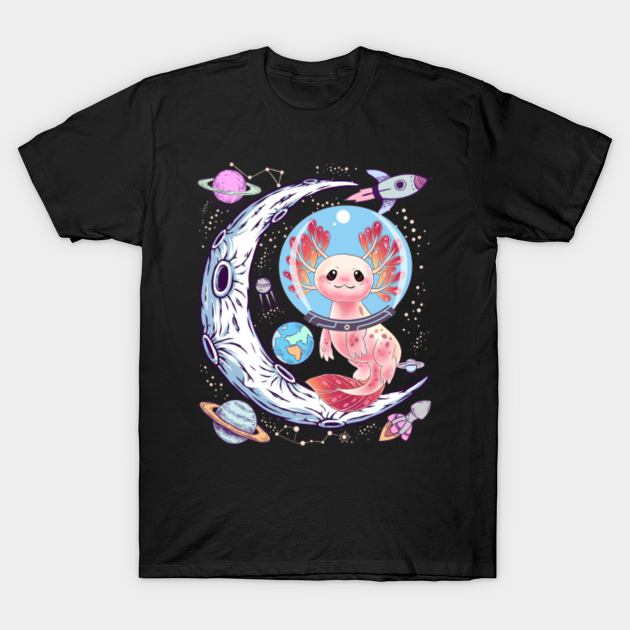 Kawaii Pastel Goth Space Axolotl Anime Aesthetic Nu Goth - Pastel Goth - T-Shirt