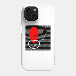 sunset geometric abstract digital red grey black and white painting Phone Case