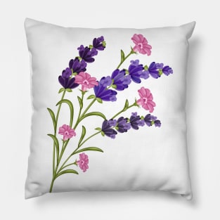 Lavender And Morning Glory Flowers Pillow