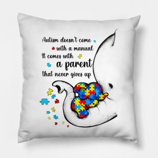 Autism Mom Shirt Elephant Mom Autism Child Awareness T-Shirt Pillow