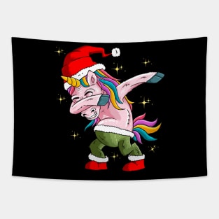 Dabbing Unicorn Christmas Santa Tapestry