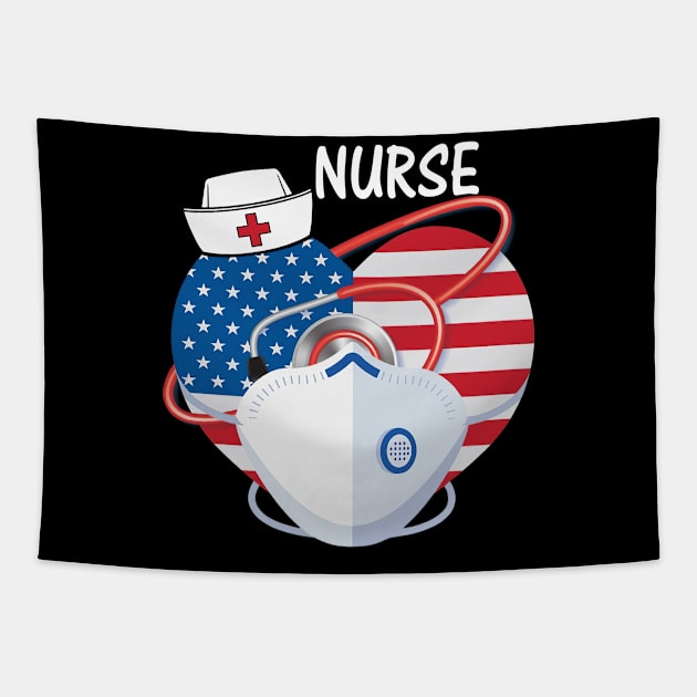 Proud Nurse - Flag USA Nurse Tapestry by janayeanderson48214