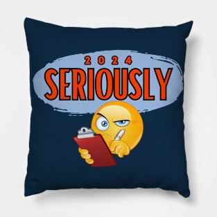 Funny boss emoji seriously 2024 design Pillow