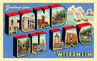 Greetings from Fond du Lac, Wisconsin - Vintage Large Letter Postcard Magnet